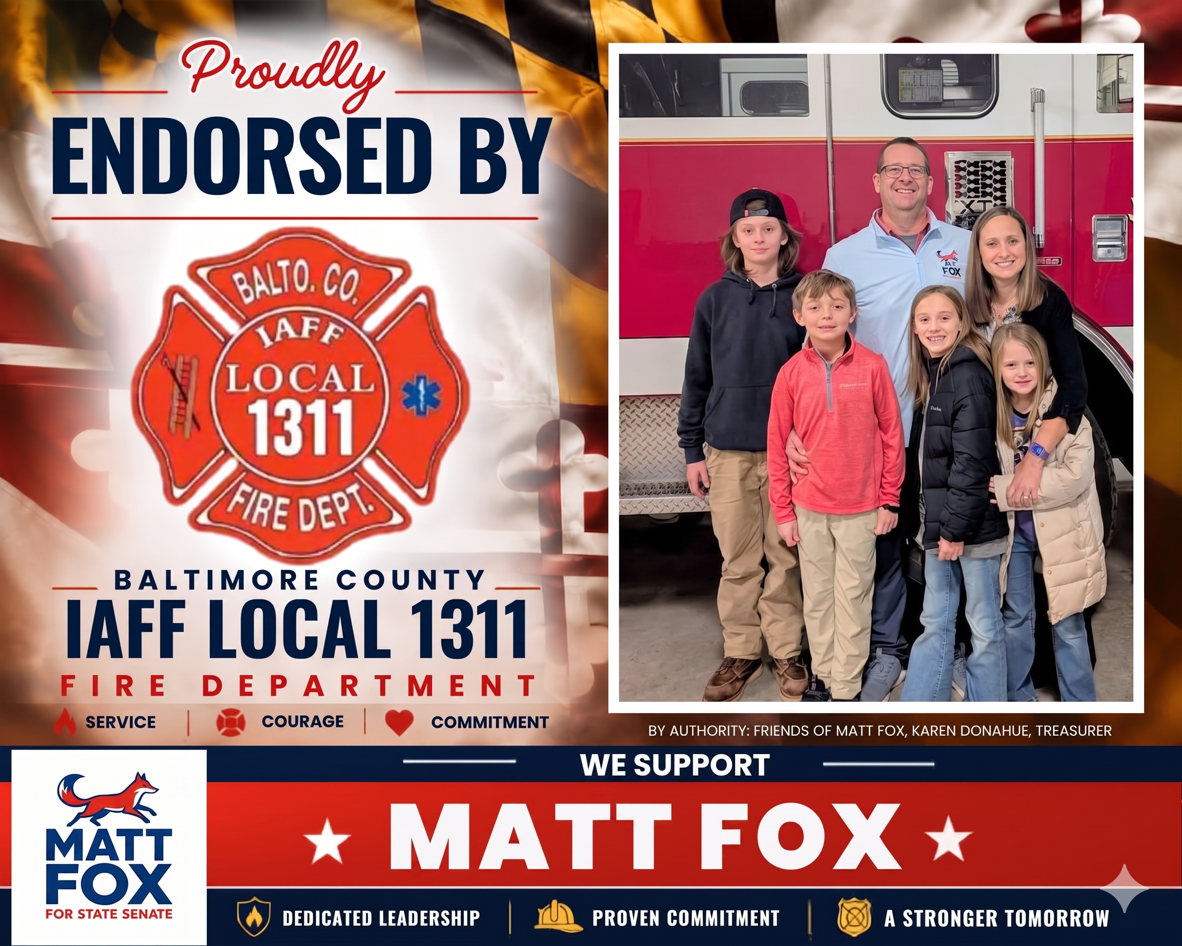 Matt Fox endorsed by Baltimore County Professional Fire Fighters IAFF Local 1311
